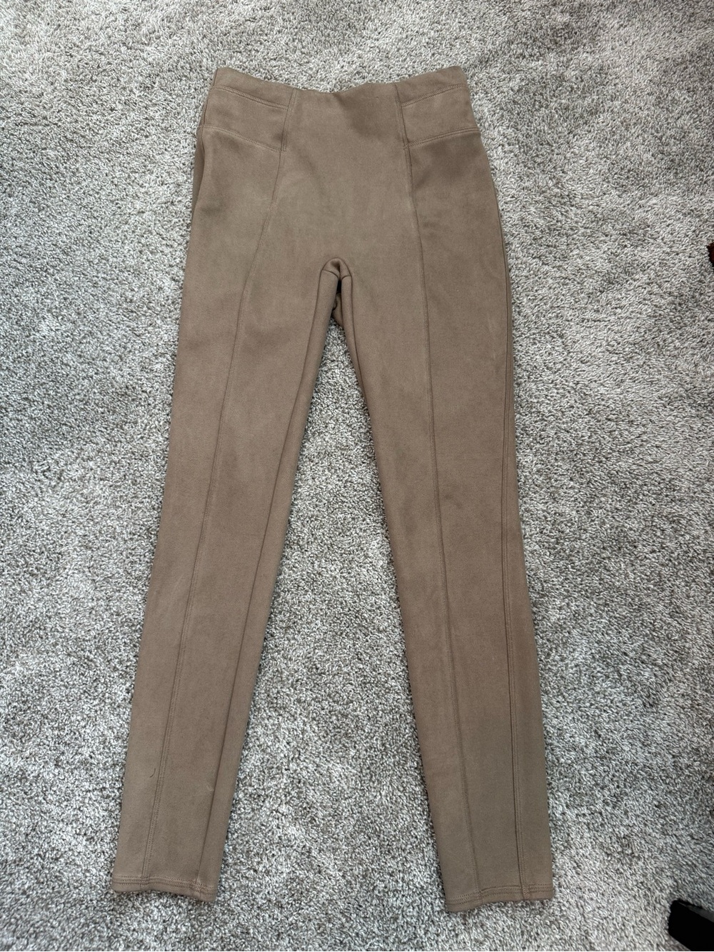Spanx Camel Faux Suede High Waisted Seamed Leggings - Women’s Small